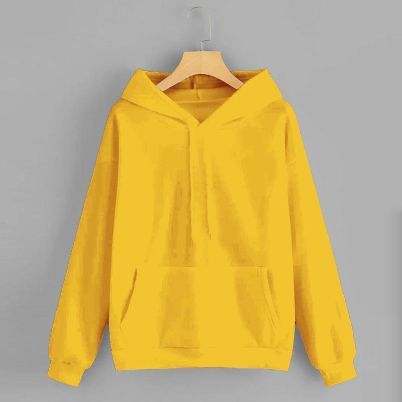 Yellow Solid Hooded Sweatshirt