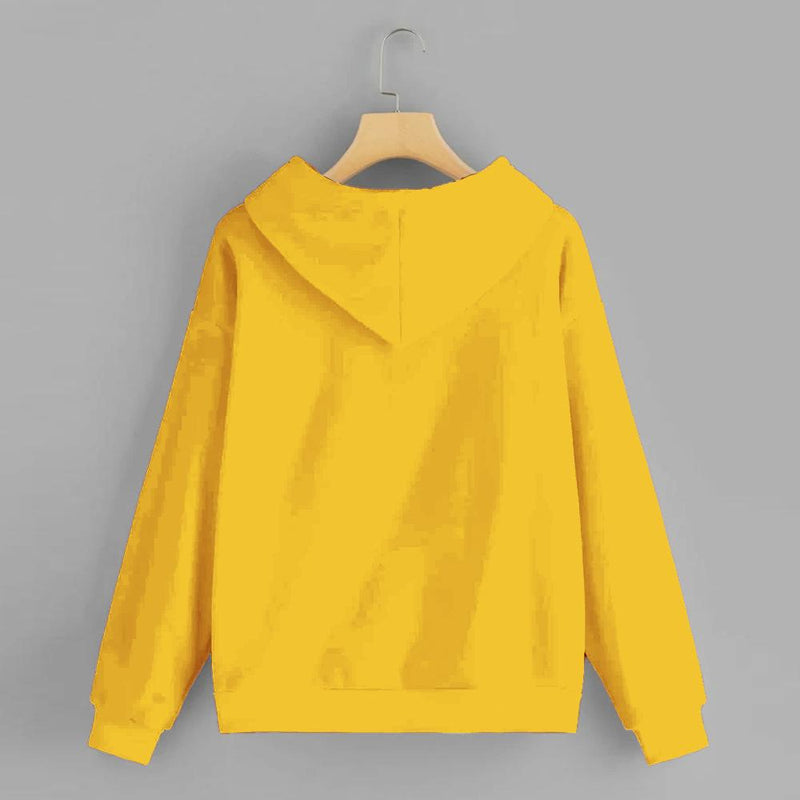 Yellow Solid Hooded Sweatshirt