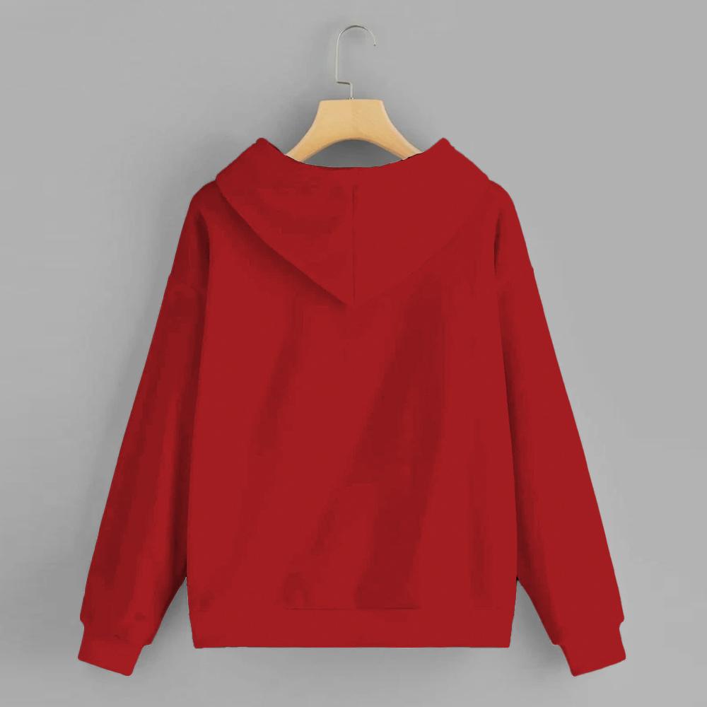 Red Solid Hooded Sweatshirt