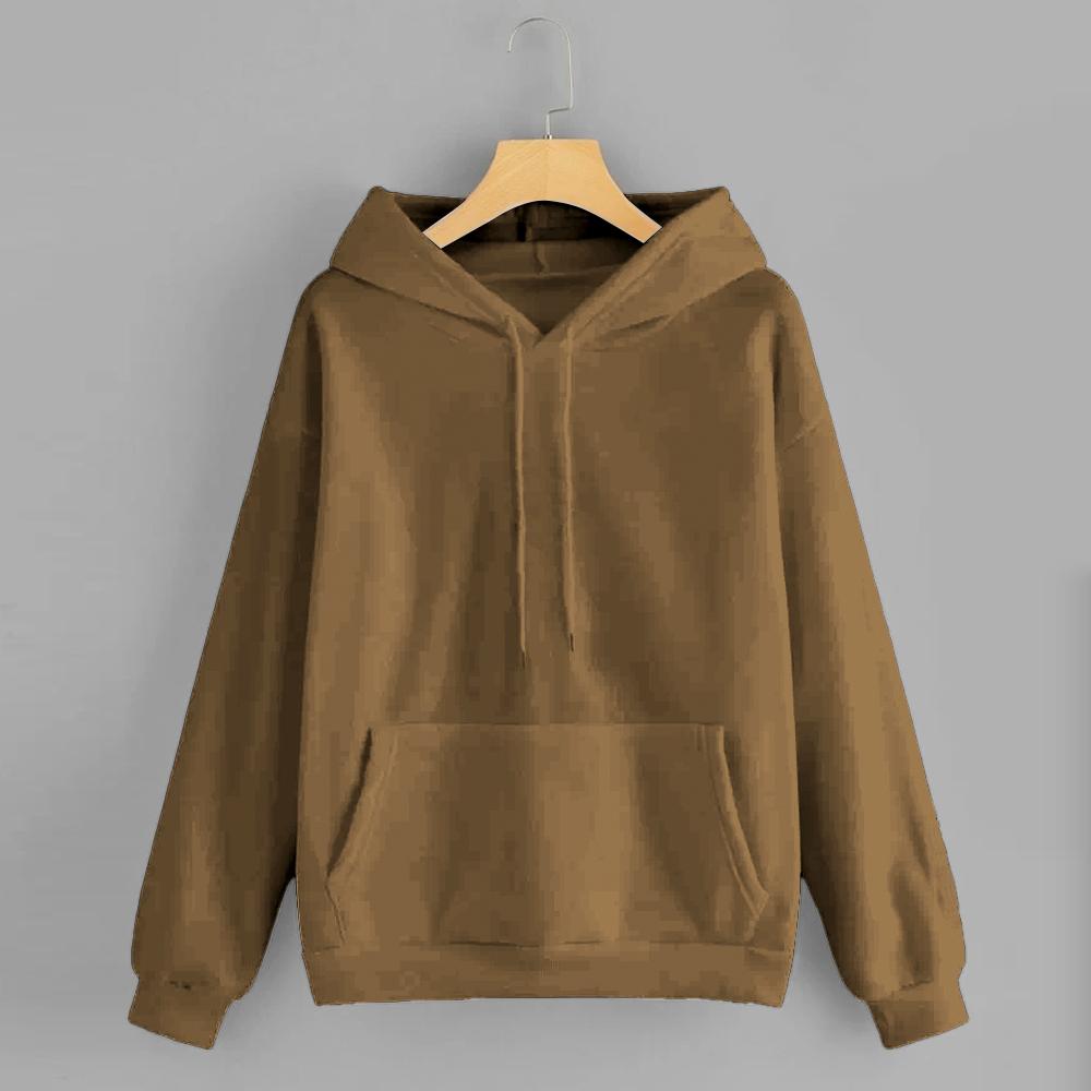 Brown Solid Hooded Sweatshirt