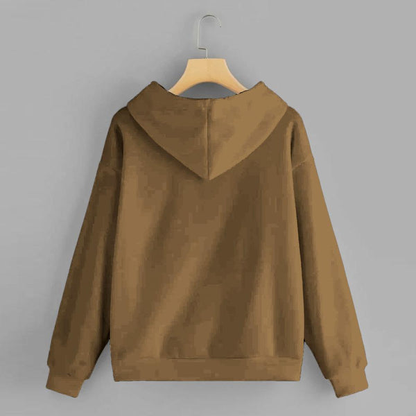 Brown Solid Hooded Sweatshirt