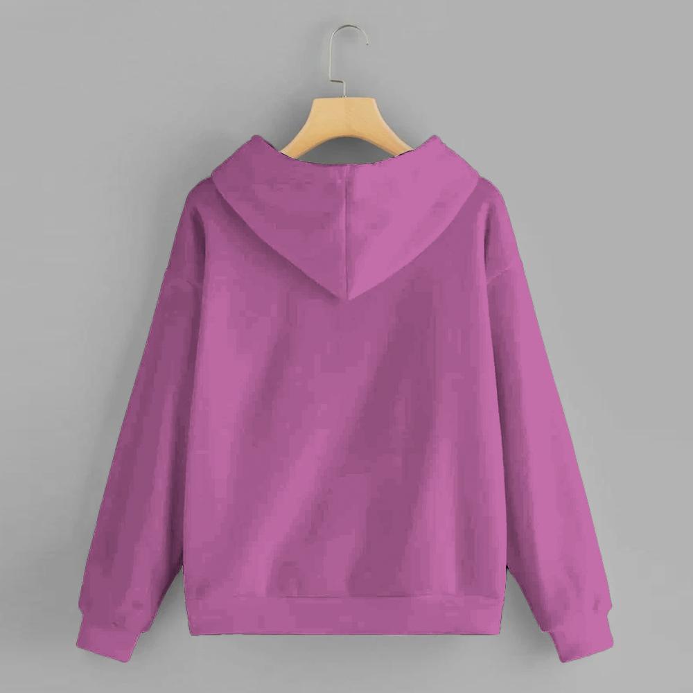 Pink Solid Hooded Sweatshirt