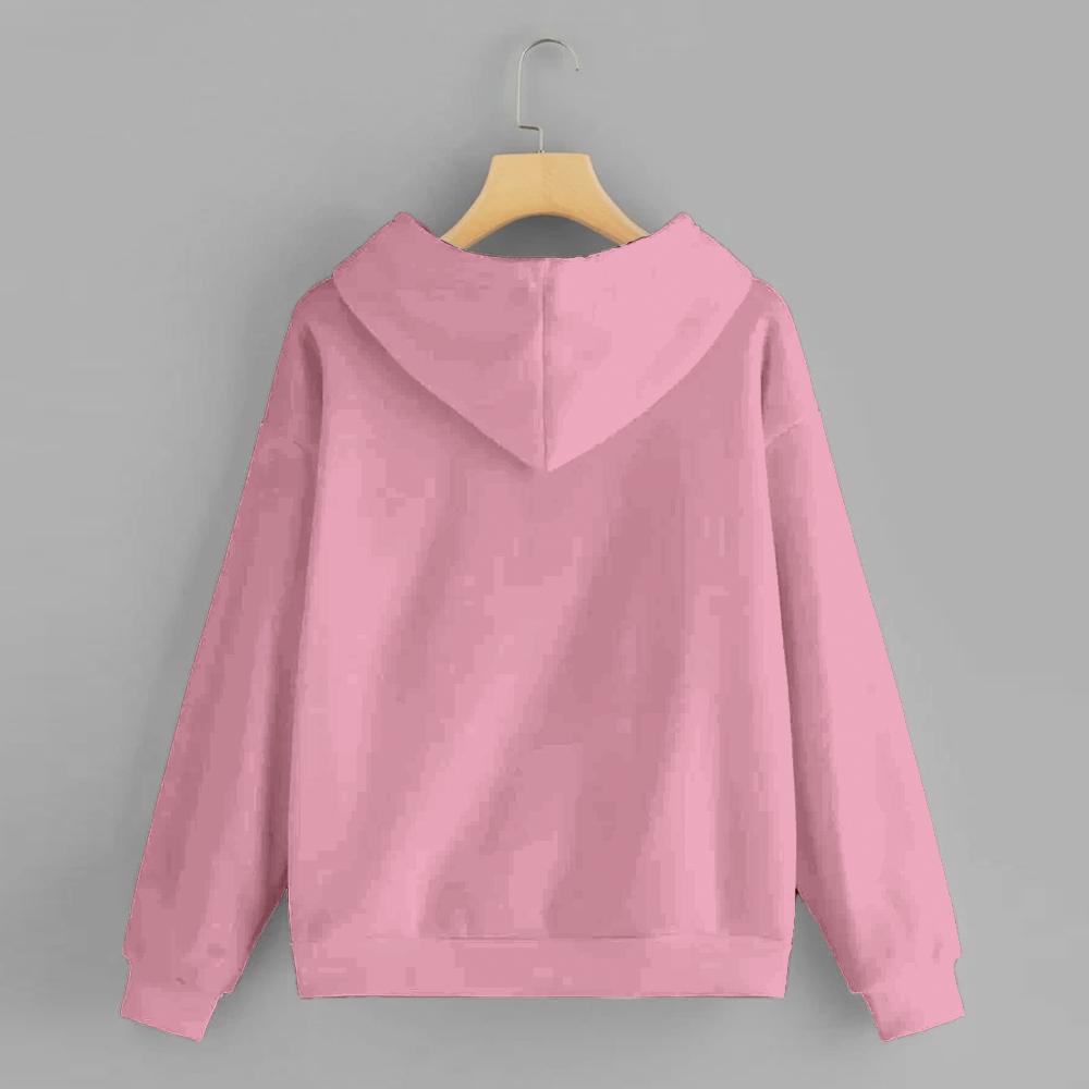 Peach Solid Hooded Sweatshirt