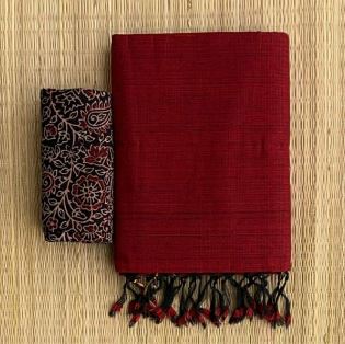 RUKMINI MAROON COLOUR TRADITIONAL LOOKING CHANDERI COTTON SAREE