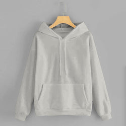 Grey  Solid Hooded Sweatshirt