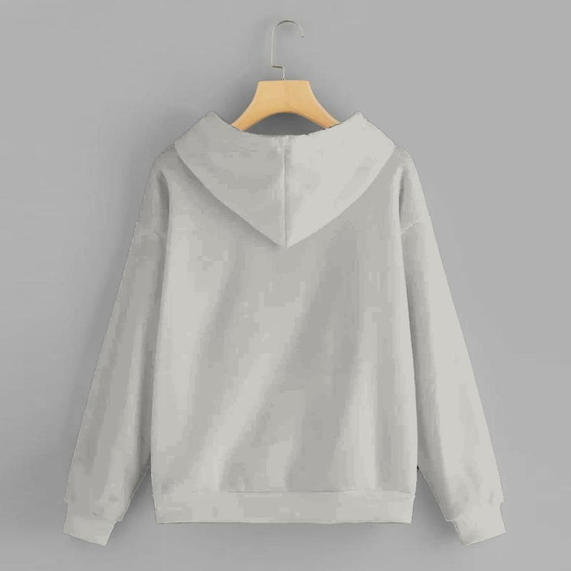 Grey  Solid Hooded Sweatshirt