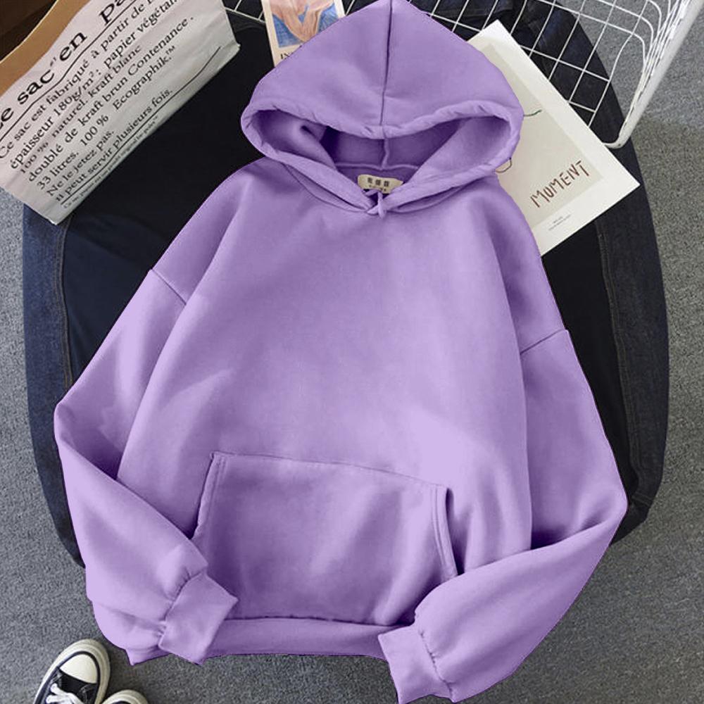 Purple Solid Hooded Sweatshirt