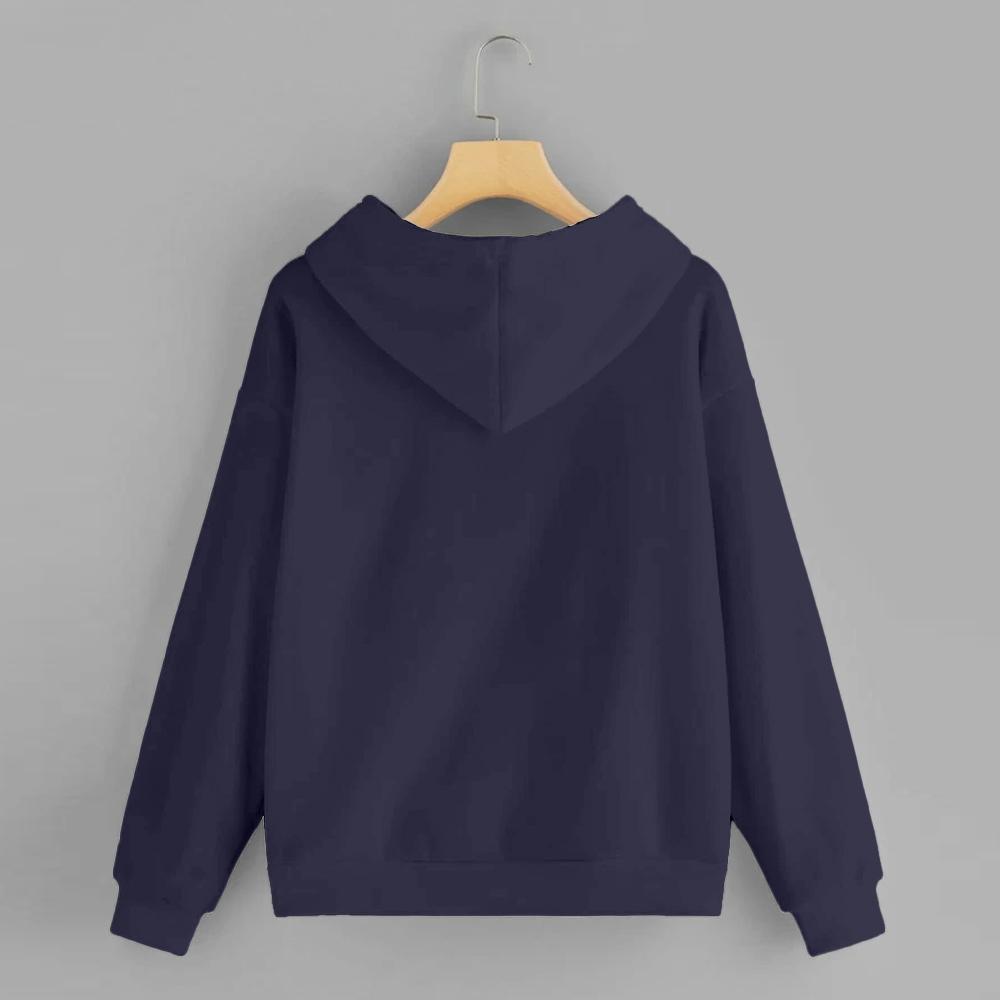 Navy Blue Solid Hooded Sweatshirt