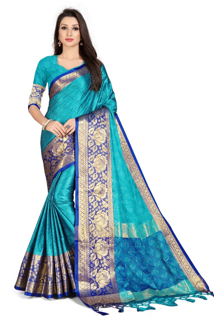 Women's Cotton Silk Saree With Blouse Piece