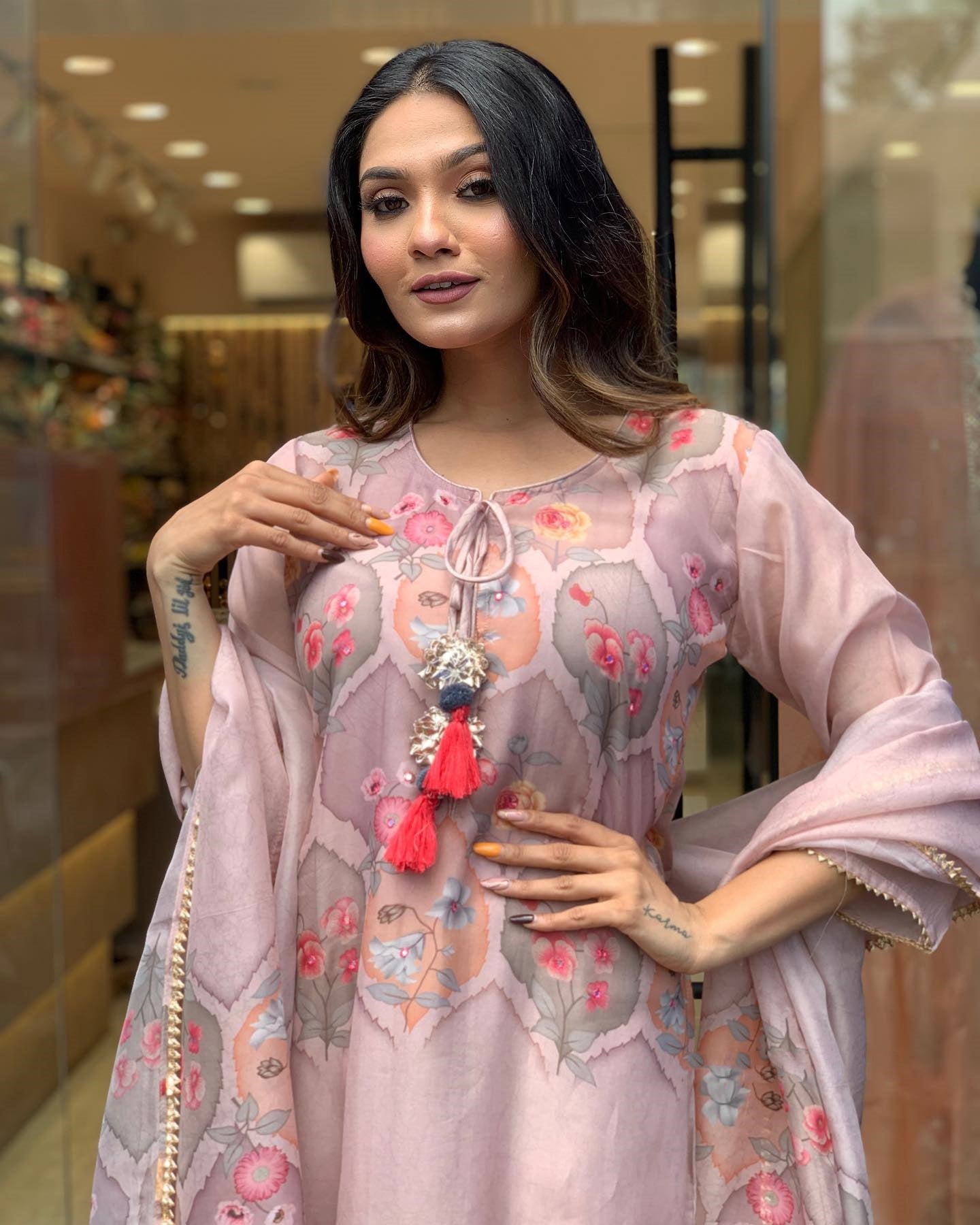 PINK MUSLIN DIGITAL PRINT WORK KURTA SET WITH ATTRACTIVE DUPATTA