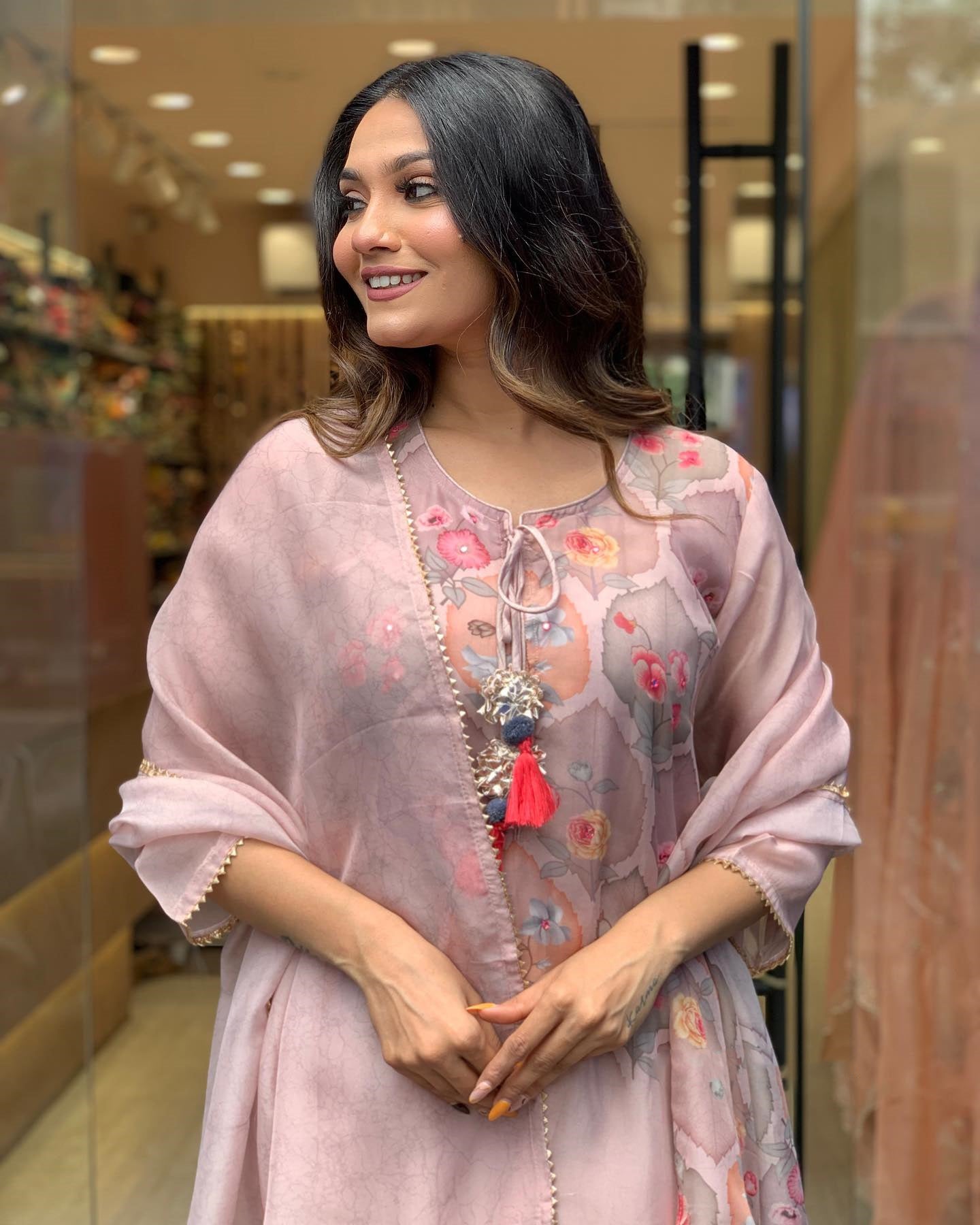 PINK MUSLIN DIGITAL PRINT WORK KURTA SET WITH ATTRACTIVE DUPATTA