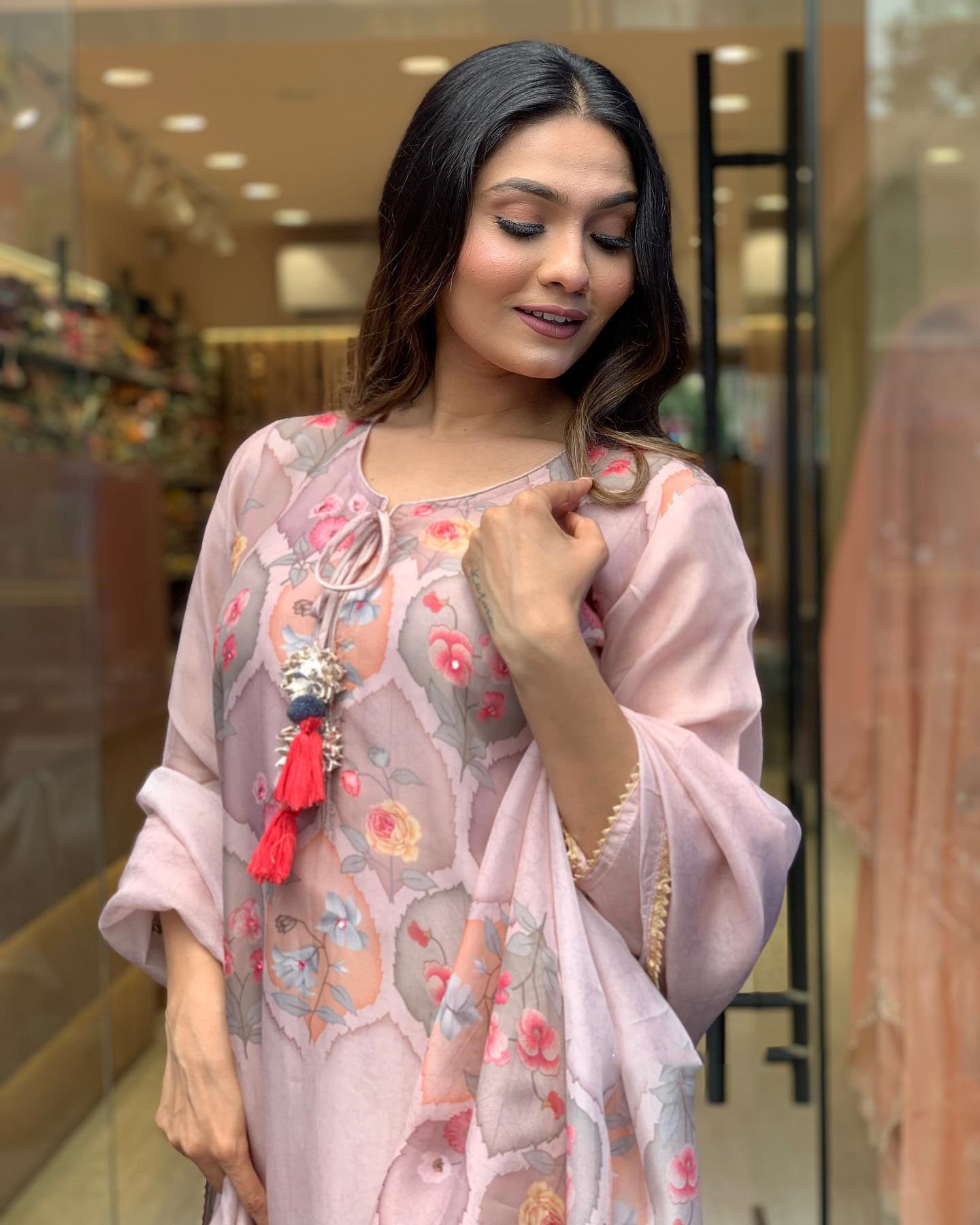 PINK MUSLIN DIGITAL PRINT WORK KURTA SET WITH ATTRACTIVE DUPATTA