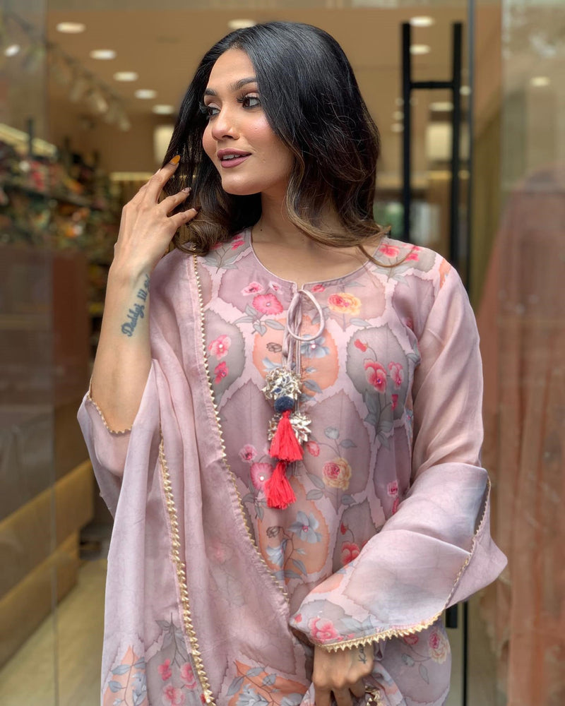 PINK MUSLIN DIGITAL PRINT WORK KURTA SET WITH ATTRACTIVE DUPATTA