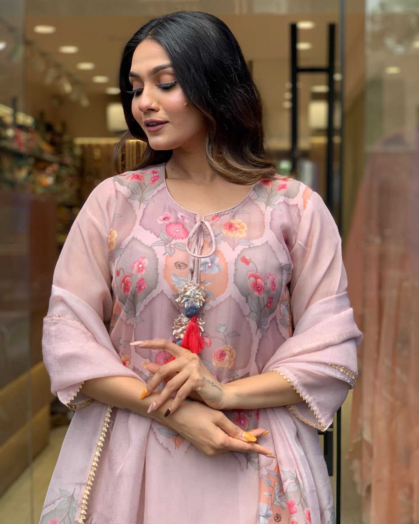 PINK MUSLIN DIGITAL PRINT WORK KURTA SET WITH ATTRACTIVE DUPATTA