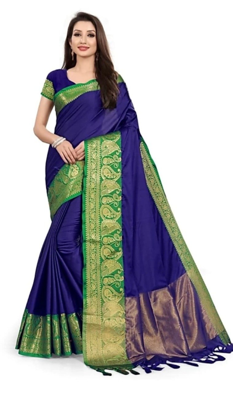 Women's Cotton Silk Saree With Blouse Piece