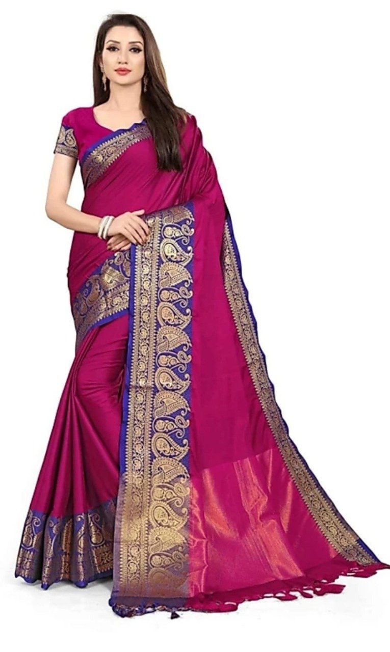 Women's Cotton Silk Saree With Blouse Piece