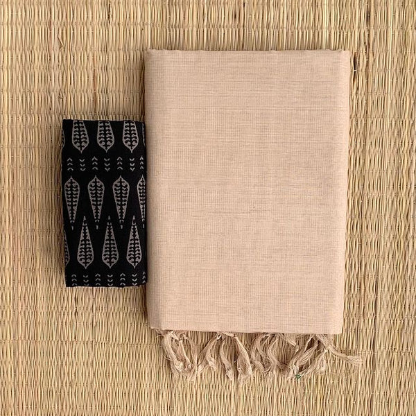 blissful cream colour traditional looking chanderi cotton saree