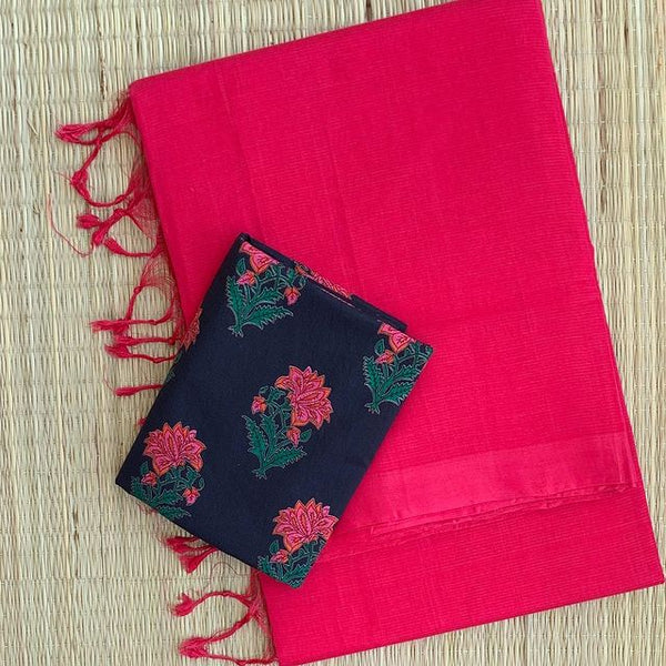 pannetar lovely pink cotton look sareee