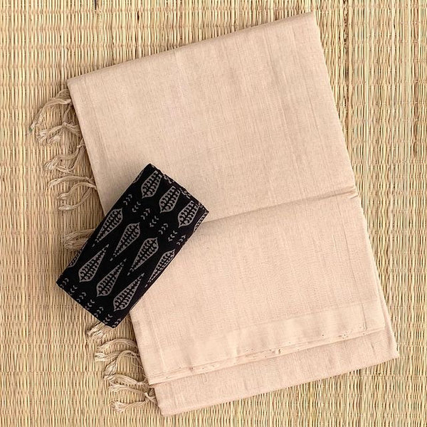 blissful cream colour traditional looking chanderi cotton saree