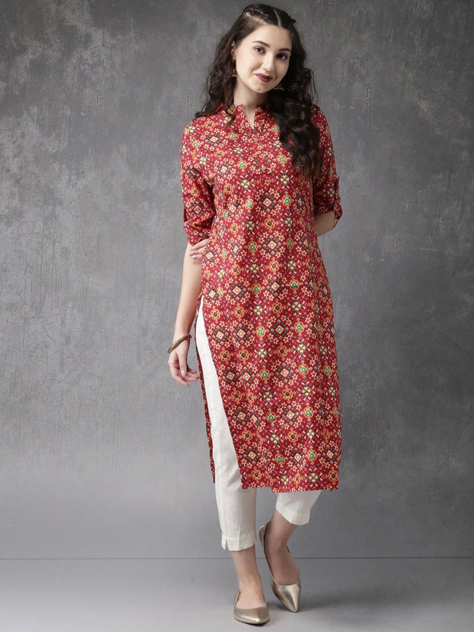 Women Cotton Printed Straight Kurti