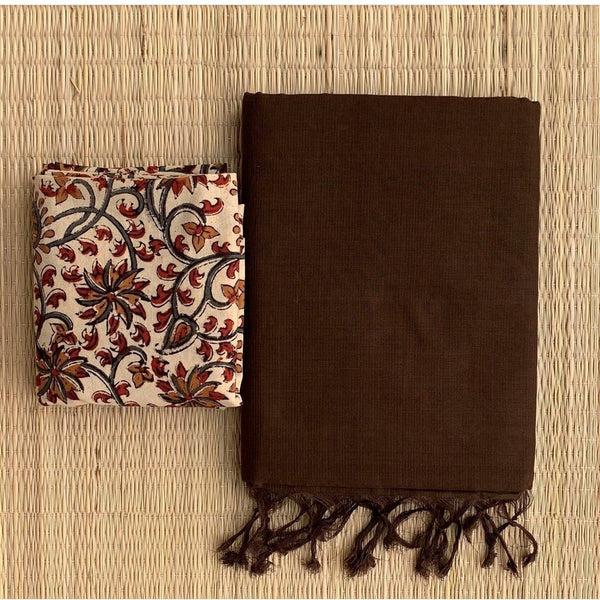 flaunt coffie colour traditional looking chanderi cotton saree