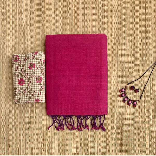 MAJESTY PINK COLOUR TRADITIONAL LOOKING CHANDERI COTTON SAREE
