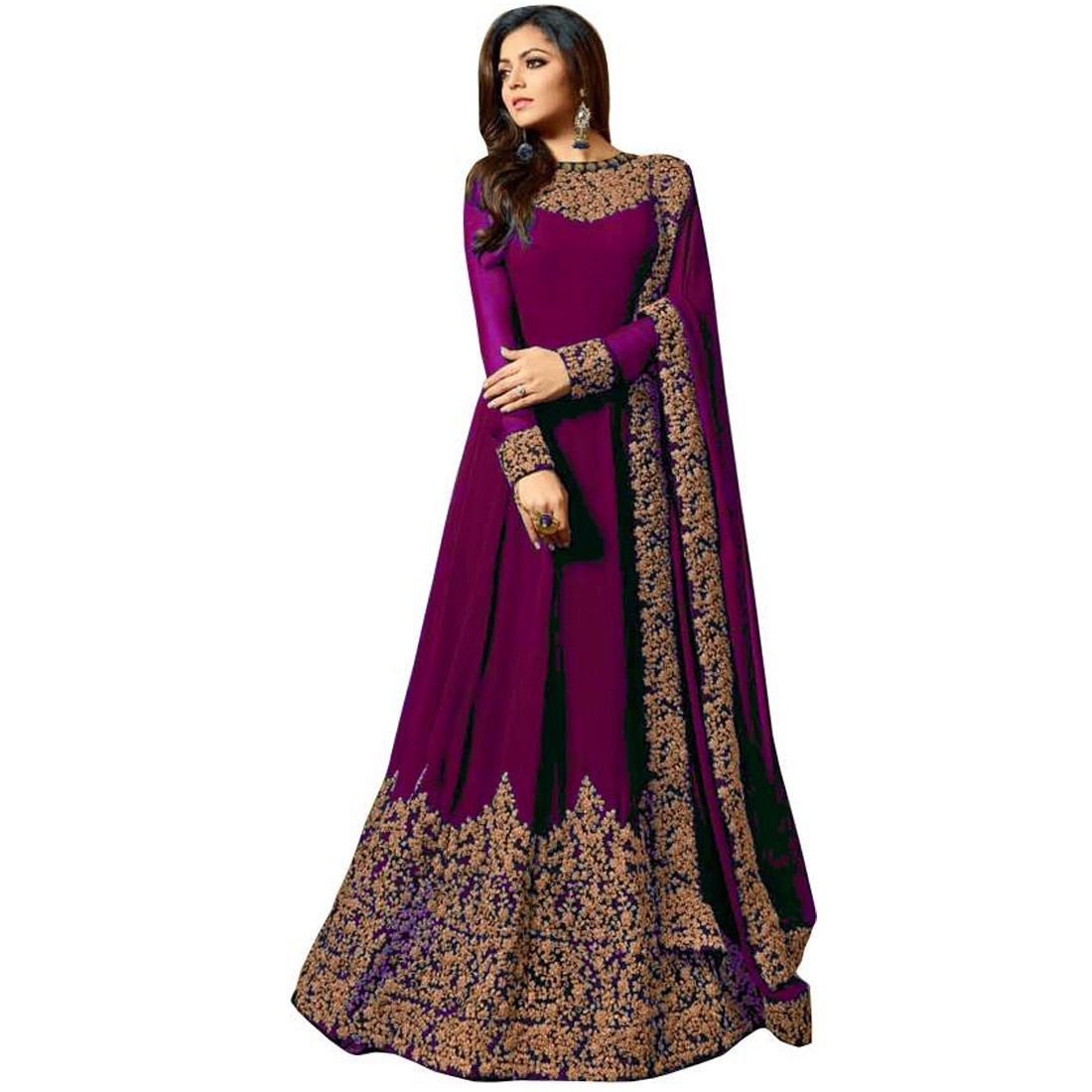 Women's Codding Long Anarkali Gown With Duppta(Free Size)