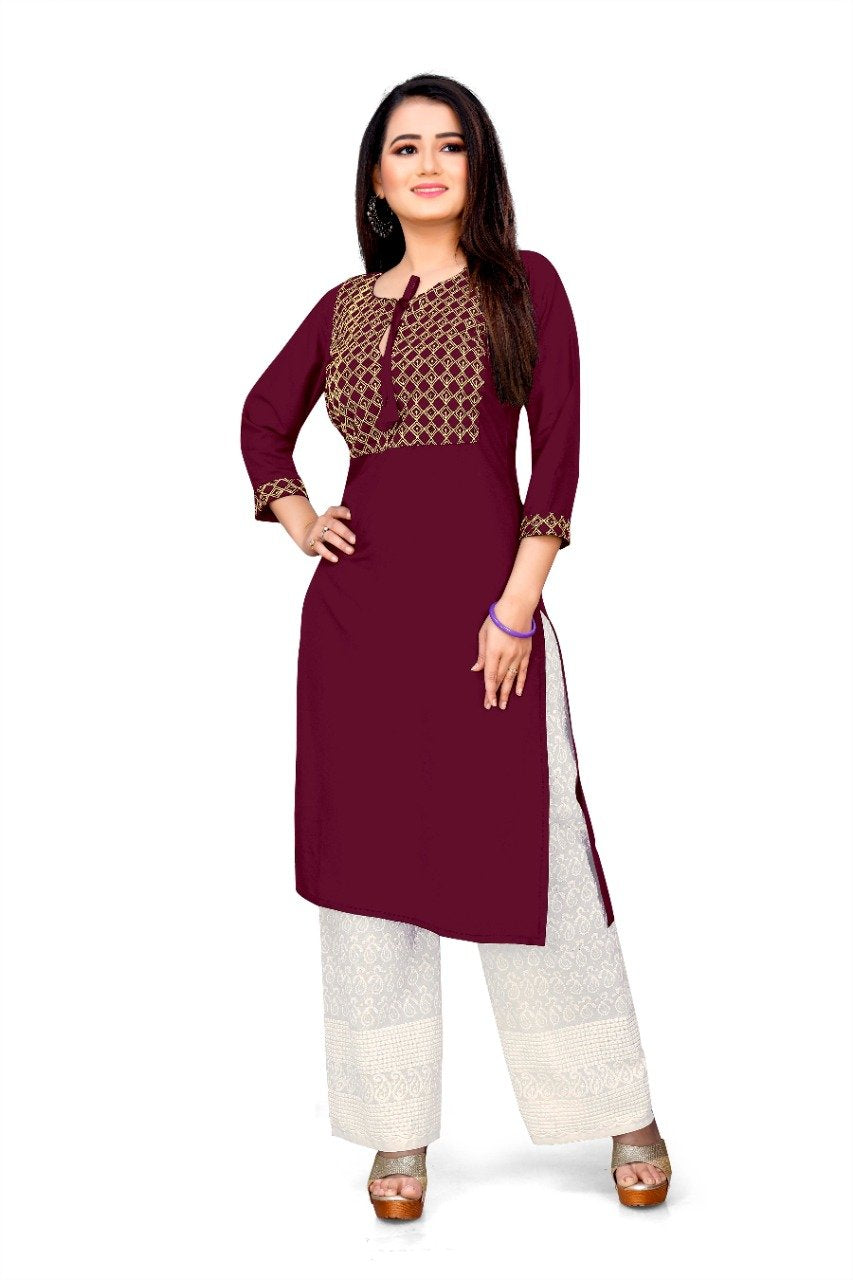 Women's Rayon Kurti With Plazzo Set