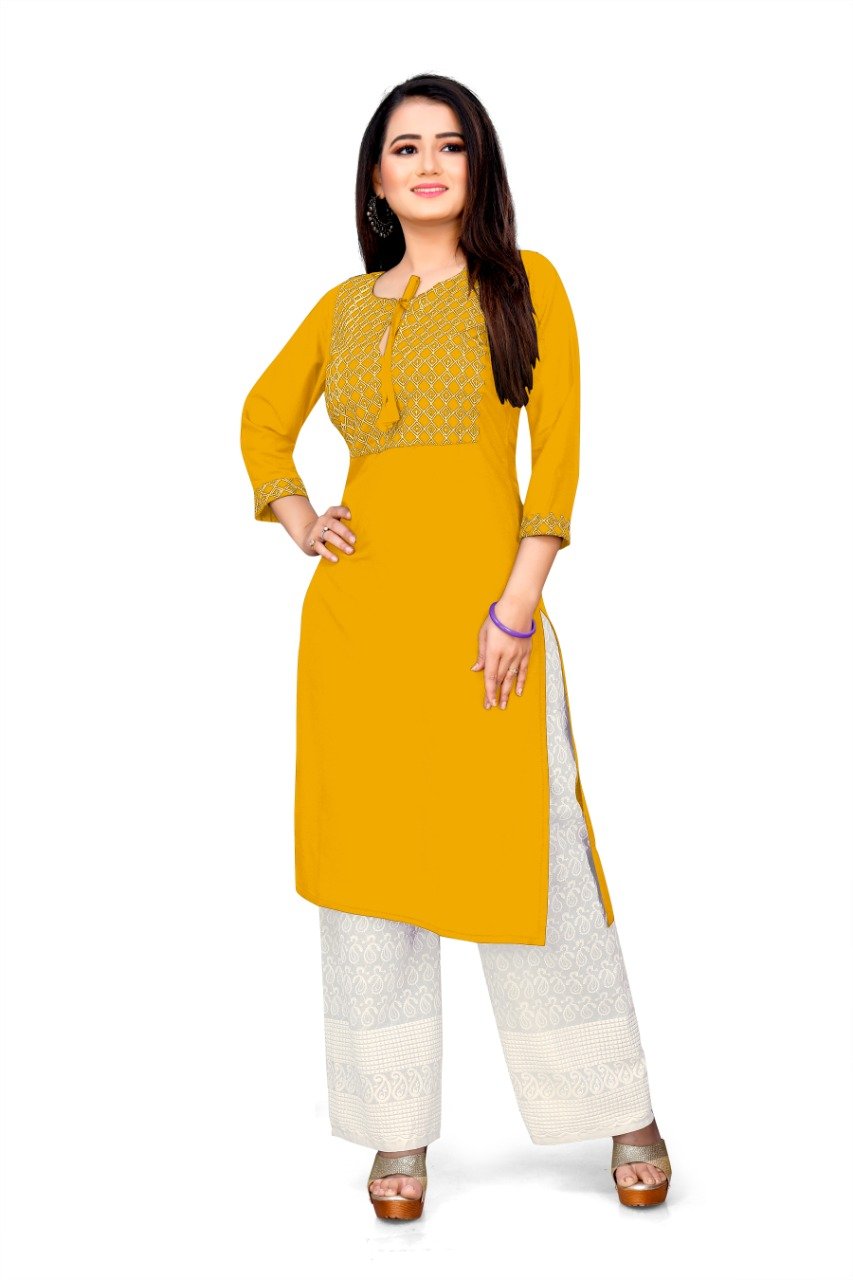 Women's Rayon Kurti With Plazzo Set