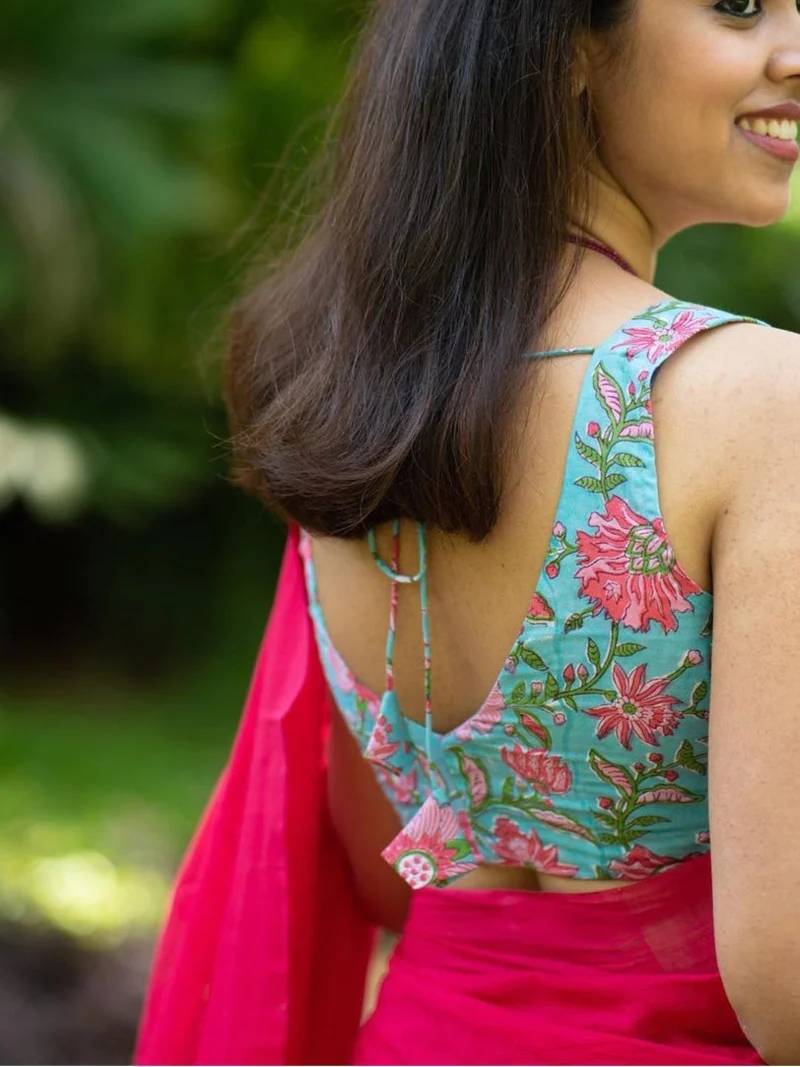 trending villa pink cotton look saree