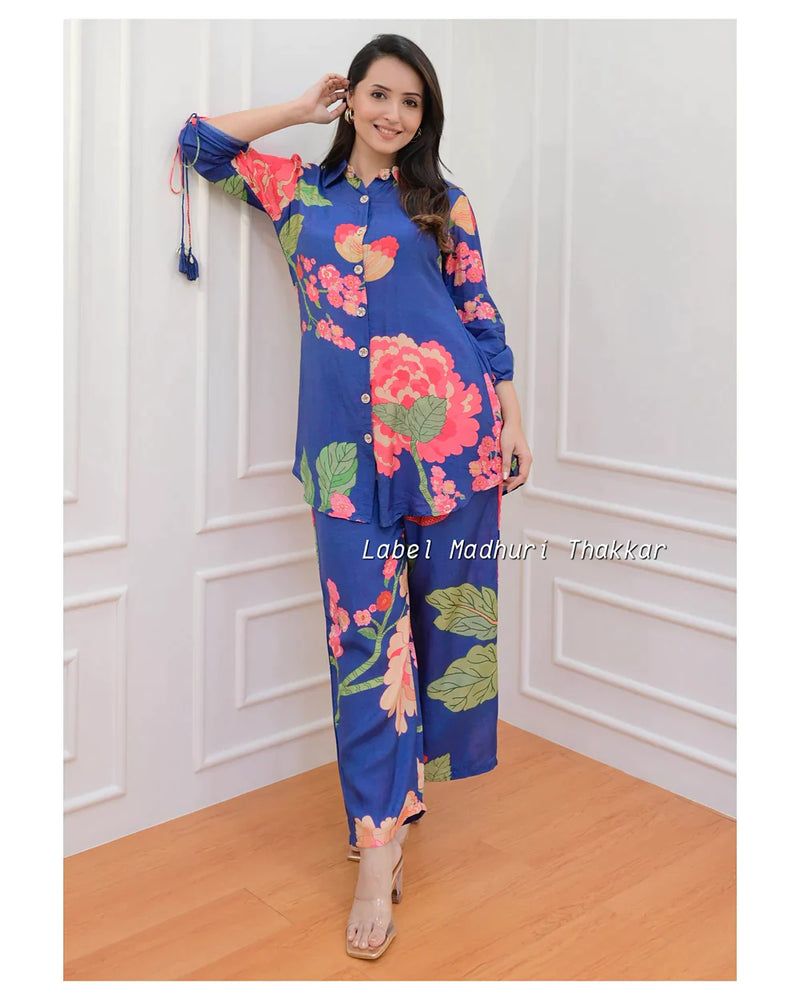 BLUE FLORAL MUSLIN CO-ORD