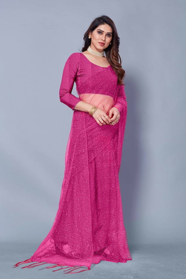 New collection Partywear Festival wear latest Sari in Pink Color