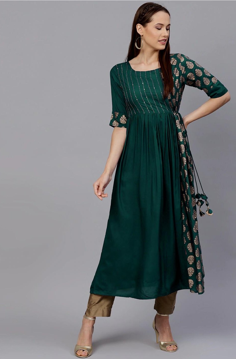 Women's Rayon Kurti With Printed Work