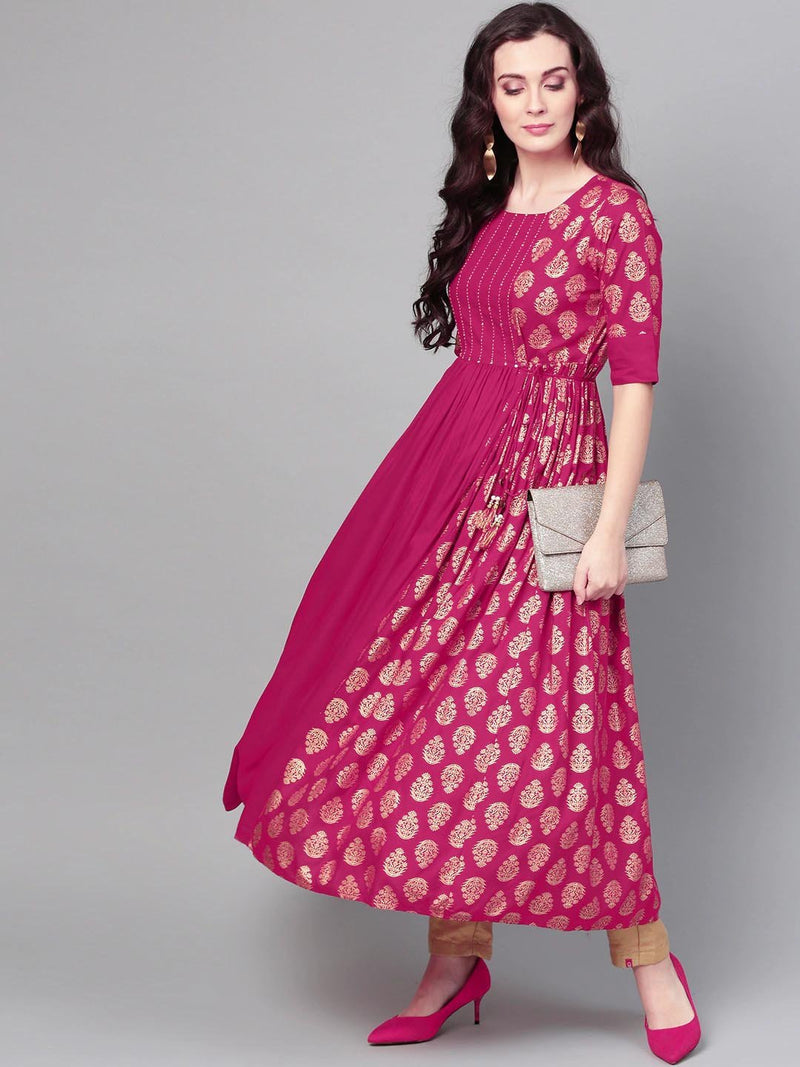 Women's Rayon Kurti With Printed Work