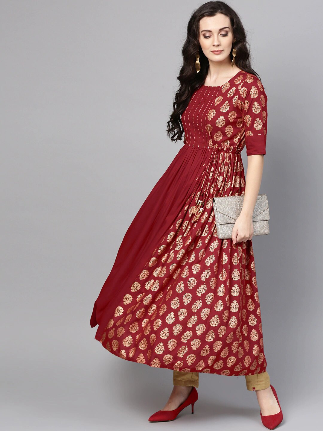 Women's Rayon Kurti With Printed Work