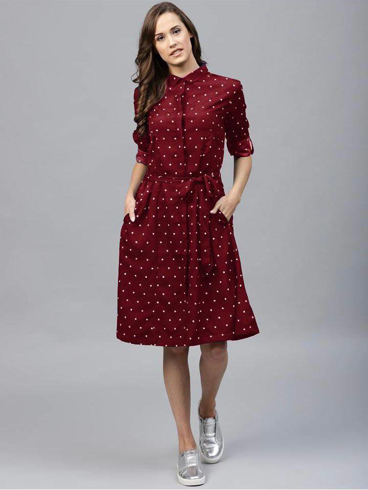 Rayon Printed Polka Dot Women's Short Dress