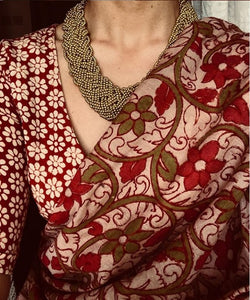 arresting maroon colour traditional looking chanderi cotton saree