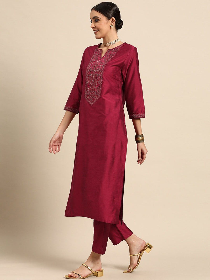 Embroidered Straight Kurta Set