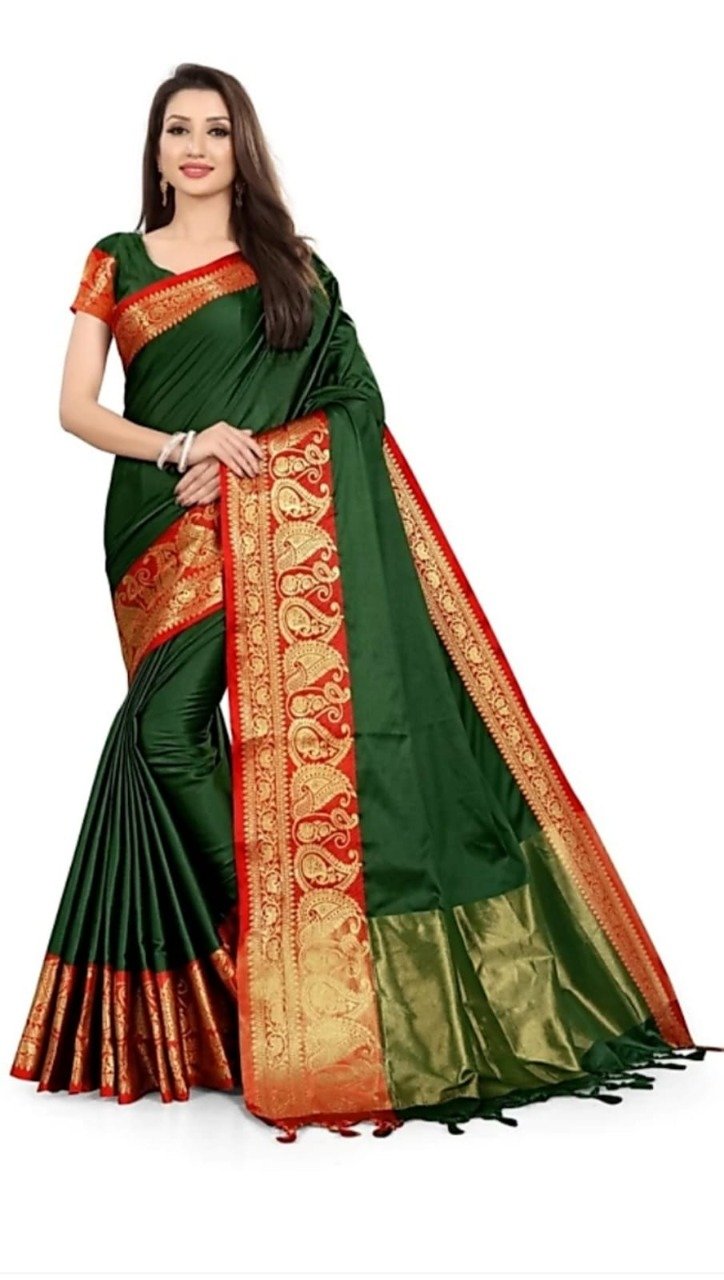 Women's Cotton Silk Saree With Blouse Piece