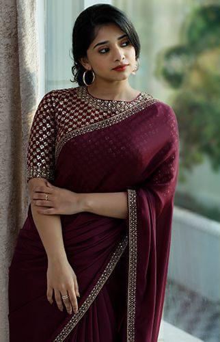 Women's Vichitra Silk Saree With Silk Blouse Piece
