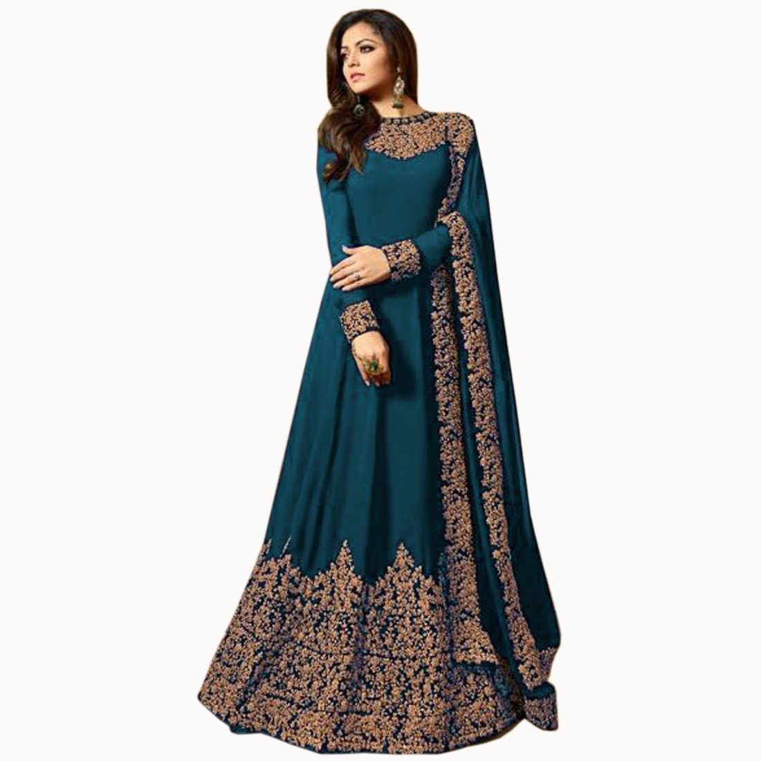 Women's Codding Long Anarkali Gown With Duppta(Free Size)