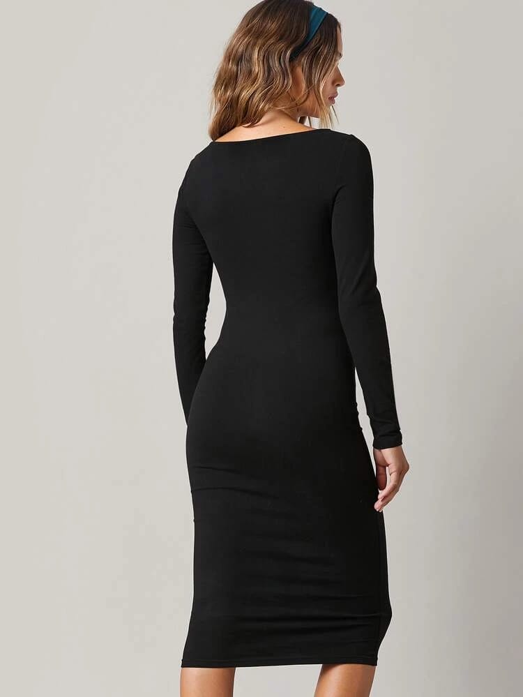 black bodycon midi dress