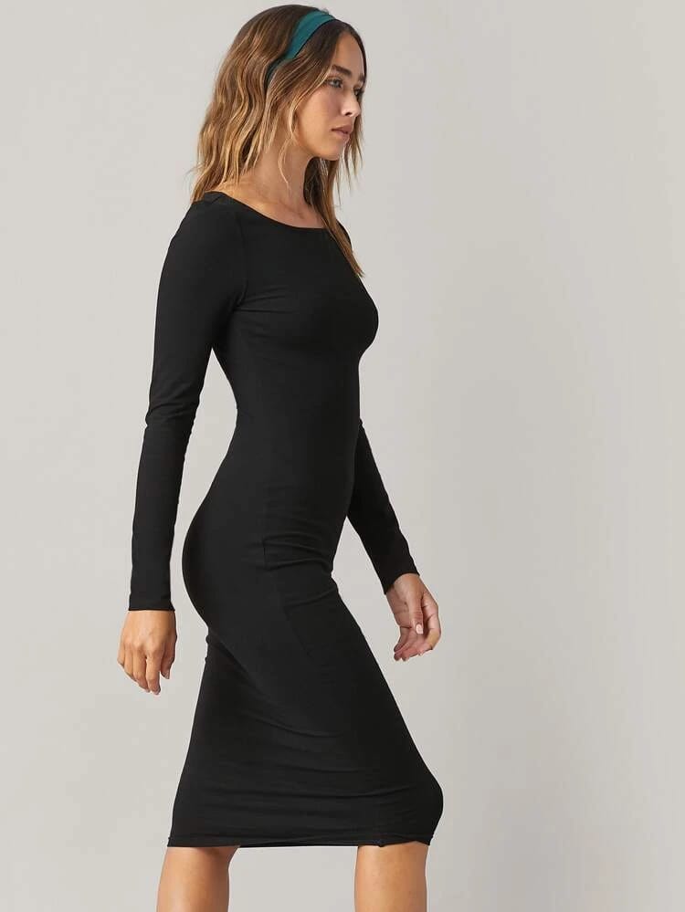 black bodycon midi dress